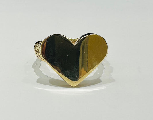 10K GOLD HEART CHINO LINK RING -SIZE: 11.8 WEIGHT: 8.3gm