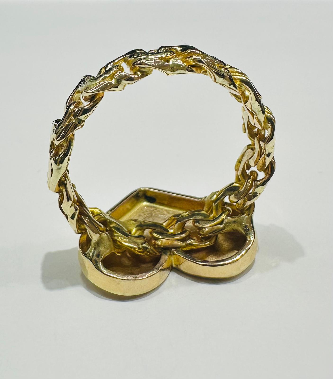 10K GOLD HEART CHINO LINK RING -SIZE: 11.8 WEIGHT: 8.3gm