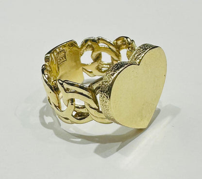 10K GOLD HEART CHINO LINK RING -SIZE: 7.0 WEIGHT: 6.7gm