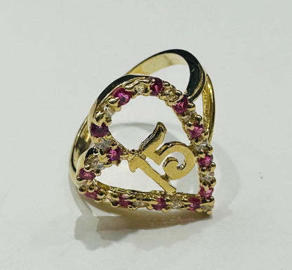 10K GOLD QUINCEANERA RING WITH CZ STONES -SIZE: 7.0 WEIGHT: 2.0gm