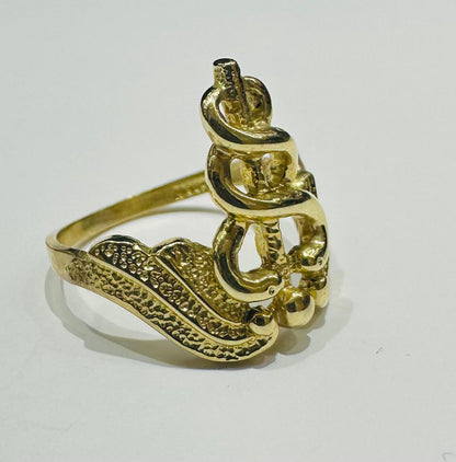 10K GOLD REGISTERED NURSE SYMBOL RING -SIZE: 6.8  WEIGHT: 3.8gm