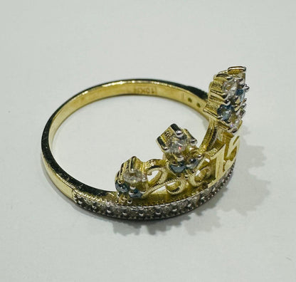 10K GOLD QUINCEANERA RING WITH CZ STONES RING -SIZE: 8.0  WEIGHT: 2.5gm