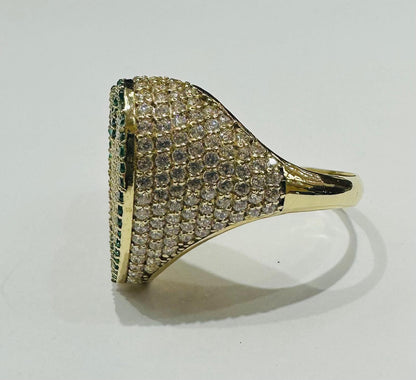 10K GOLD HEART CZ STONES RING -SIZE: 10.4  WEIGHT: 5.4gm