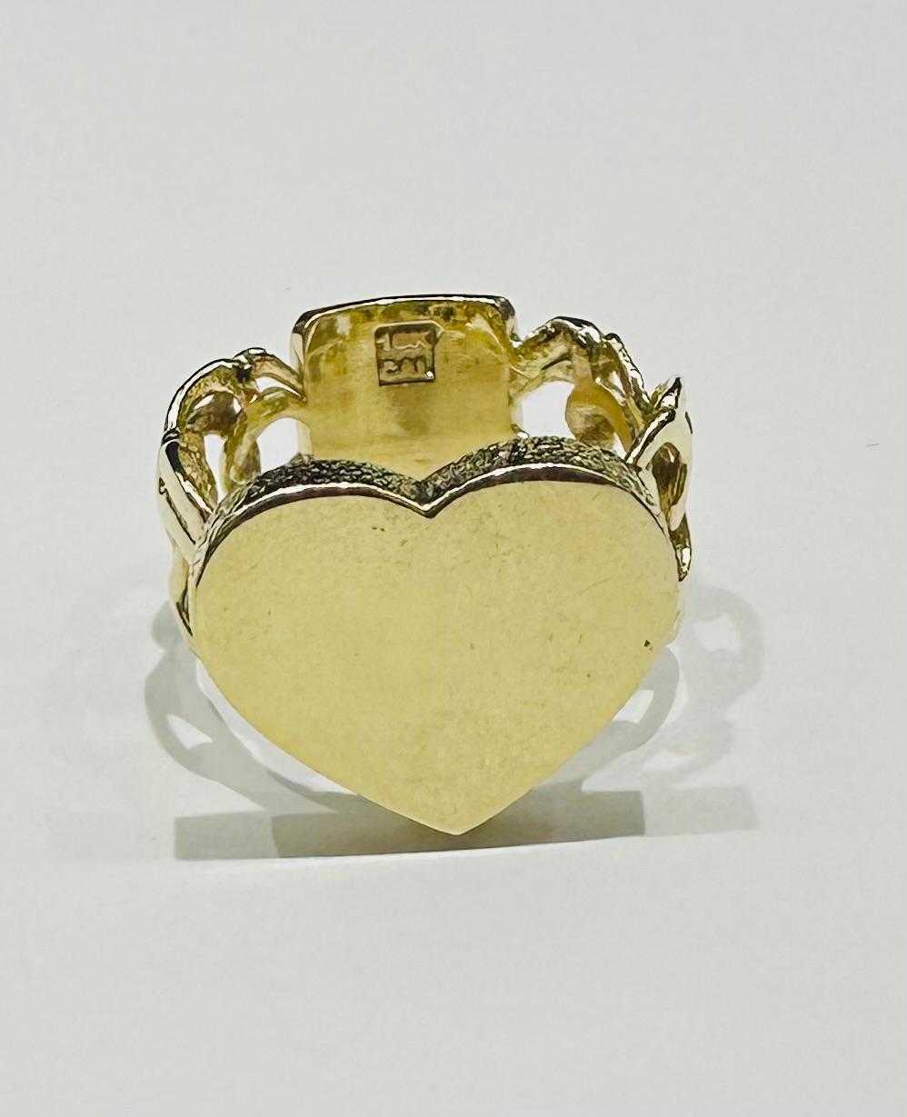 10K GOLD HEART CHINO LINK RING -SIZE: 7.0 WEIGHT: 6.7gm