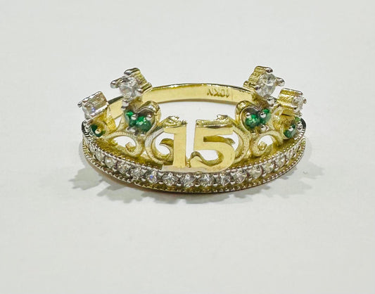 10K GOLD QUINCEANERA RING WITH CZ STONES -SIZE: 8.0 WEIGHT: 2.3gm