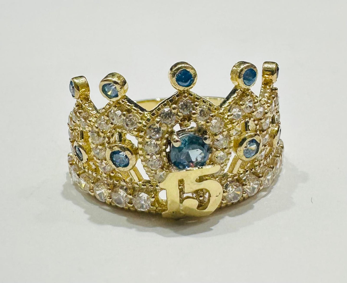10K GOLD QUINCEANERA RING WITH CZ STONES -SIZE: 7.2 WEIGHT: 3.8gm