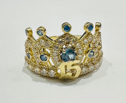 10K GOLD QUINCEANERA RING WITH CZ STONES -SIZE: 7.2 WEIGHT: 3.8gm