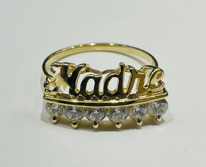 10K GOLD MADRE RING WITH CZ STONES -SIZE: 9.0 WEIGHT: 2.3gm