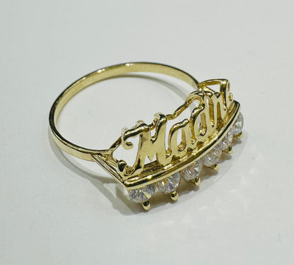 10K GOLD MADRE RING WITH CZ STONES -SIZE: 9.0 WEIGHT: 2.3gm
