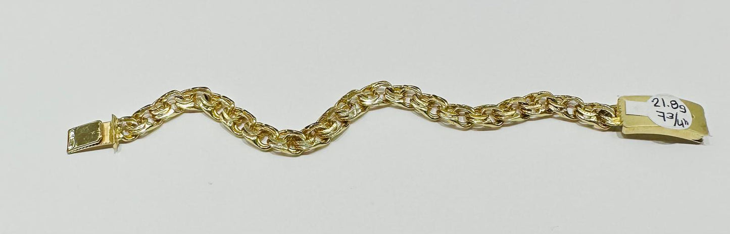 10K GOLD CHINO LINK BRACELET, 7.8" , 7.82mm- WEIGHT 21.8 gm