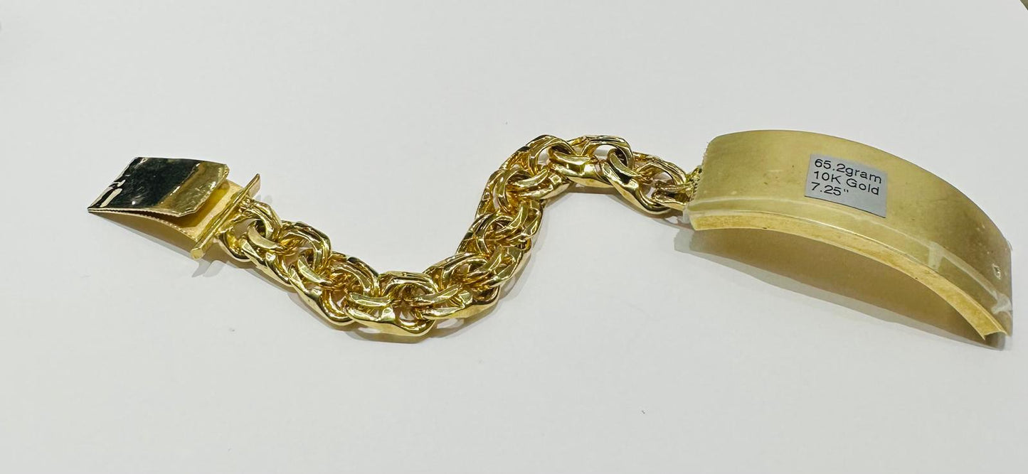 10K GOLD CHINO LINK BRACELET, 7.25" , 12.55mm- WEIGHT 65.2gm