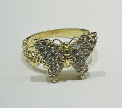 10K GOLD BUTTERFLY RING WITH CZ STONES -SIZE: 6.4 WEIGHT: 3.5gm