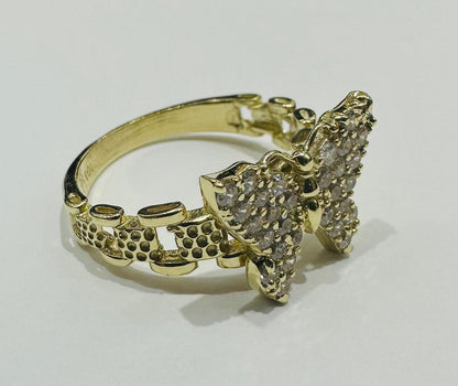 10K GOLD BUTTERFLY RING WITH CZ STONES -SIZE: 6.4 WEIGHT: 3.5gm