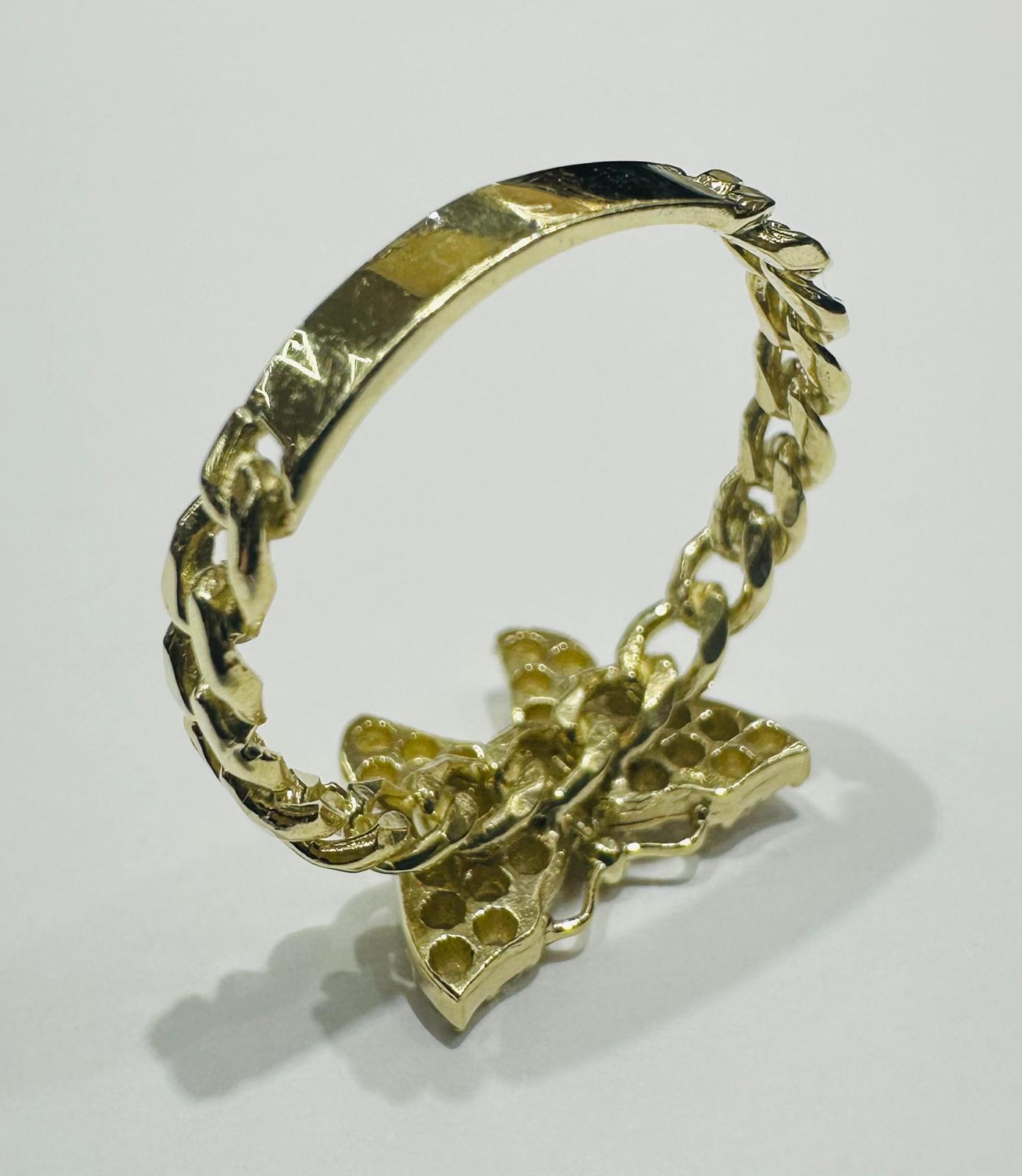 10K GOLD BUTTERFLY RING WITH CZ STONES -SIZE: 8.0 WEIGHT: 3.2gm