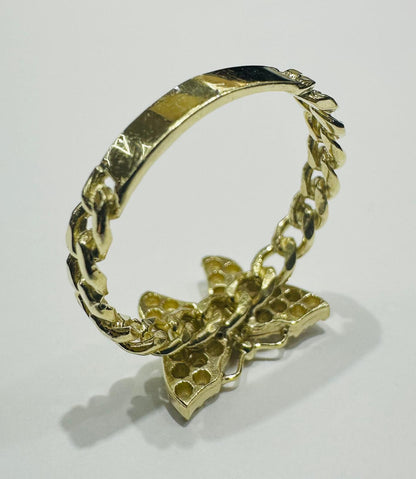 10K GOLD BUTTERFLY RING WITH CZ STONES -SIZE: 8.0 WEIGHT: 3.2gm