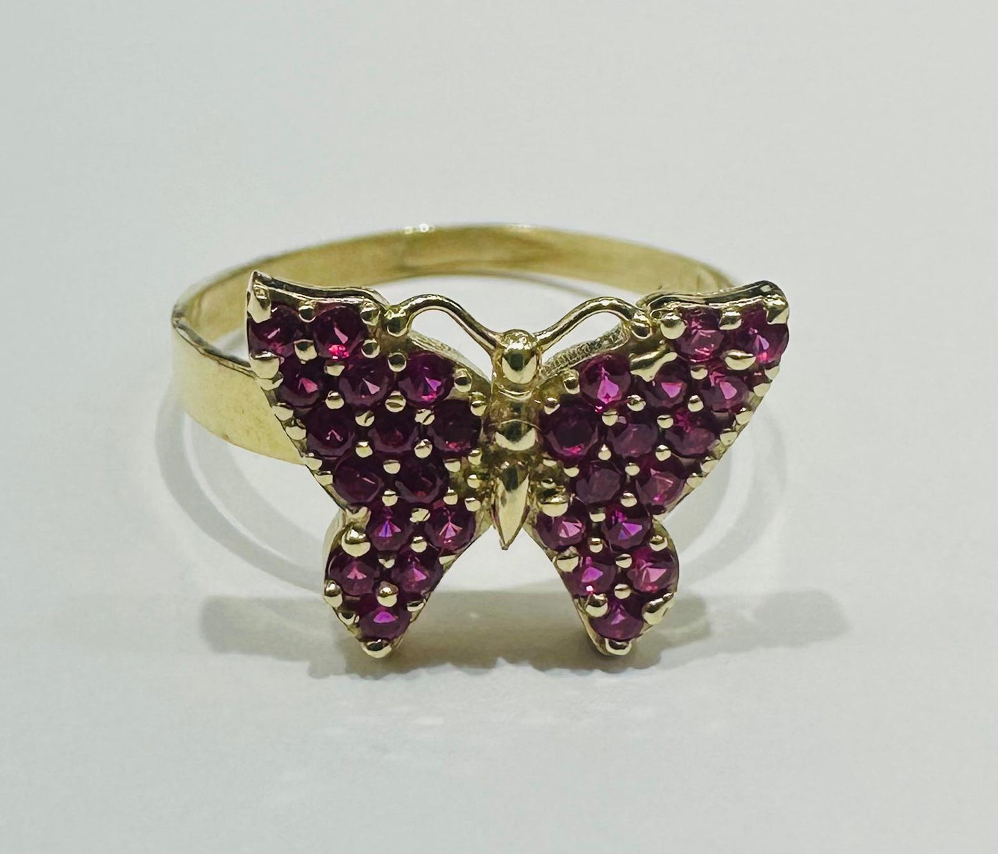 10K GOLD BUTTERFLY RING WITH CZ STONES -SIZE: 7.0 WEIGHT: 2.4gm