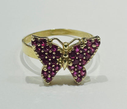 10K GOLD BUTTERFLY RING WITH CZ STONES -SIZE: 7.0 WEIGHT: 2.4gm