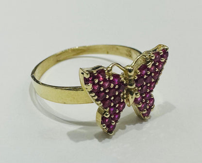 10K GOLD BUTTERFLY RING WITH CZ STONES -SIZE: 7.0 WEIGHT: 2.4gm