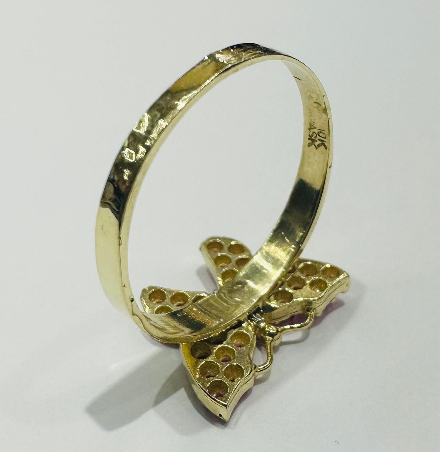 10K GOLD BUTTERFLY RING WITH CZ STONES -SIZE: 7.0 WEIGHT: 2.4gm