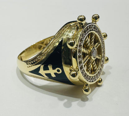 10K GOLD HELM SPINNER RING -SIZE: 9.5 WEIGHT: 6.9gm