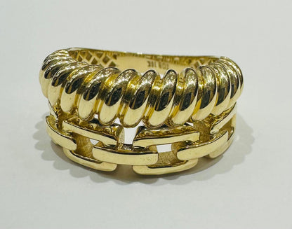 10K GOLD MULTIROW CHAIN LINK RING -SIZE: 7.0 WEIGHT: 4.3gm