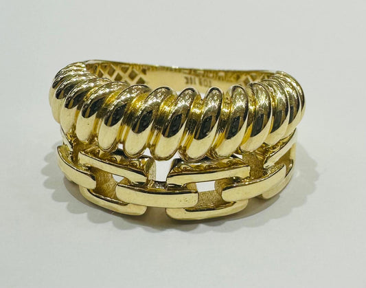 10K GOLD MULTIROW CHAIN LINK RING -SIZE: 7.0 WEIGHT: 4.3gm