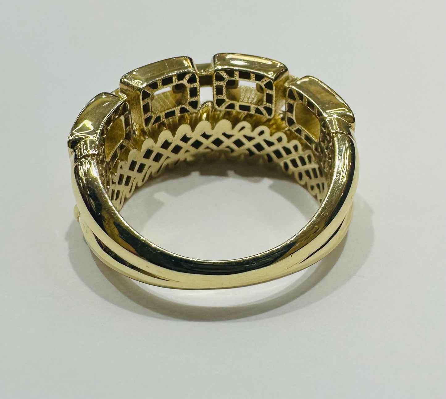 10K GOLD MULTIROW CHAIN LINK RING -SIZE: 7.0 WEIGHT: 4.3gm