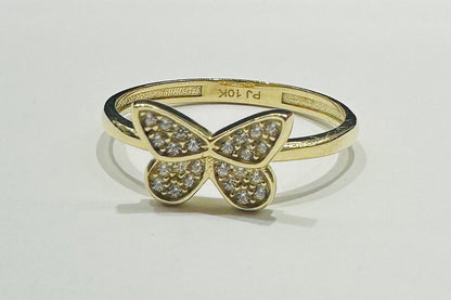 10K GOLD BUTTERFLY RING WITH CZ STONES -SIZE: 8.2 WEIGHT: 1.7gm