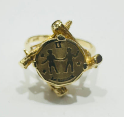 10K GOLD GEMINI RING -SIZE: 5.0 WEIGHT: 3.0gm