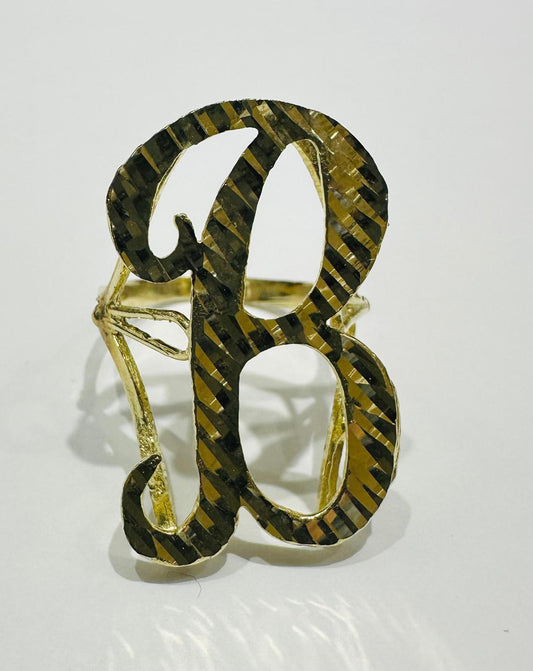 10K GOLD INITIAL LETTER "B" RING -WEIGHT: 3.9gm