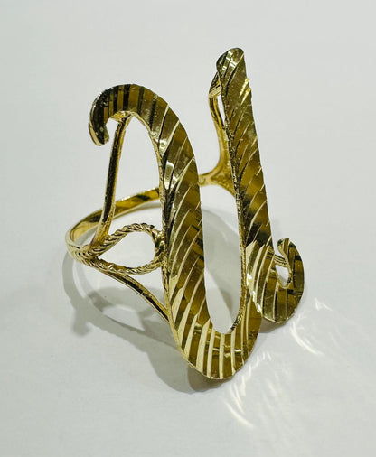 10K GOLD INITIAL LETTER "U" RING -WEIGHT: 3.2gm