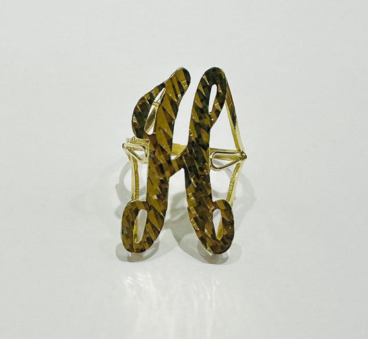 10K GOLD INITIAL LETTER "H" RING -WEIGHT: 3.2gm