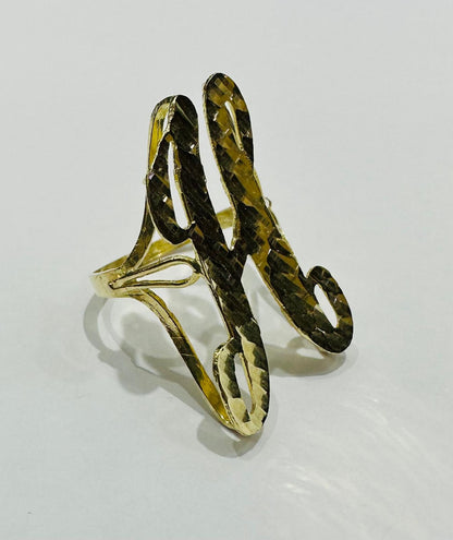 10K GOLD INITIAL LETTER "H" RING -WEIGHT: 3.2gm