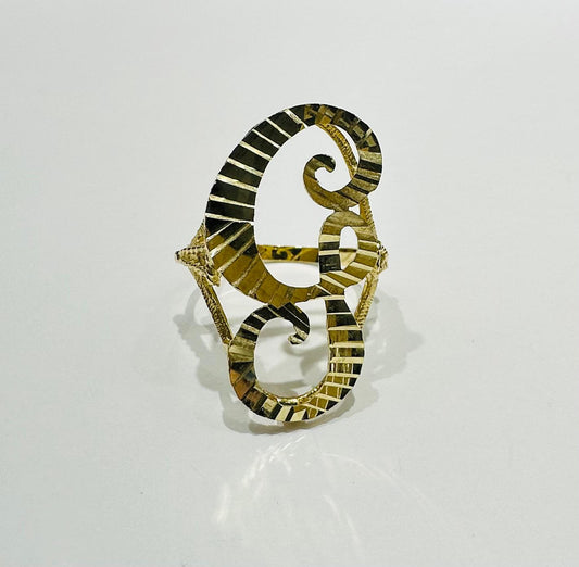 10K GOLD INITIAL LETTER "G" RING -WEIGHT: 3.1gm