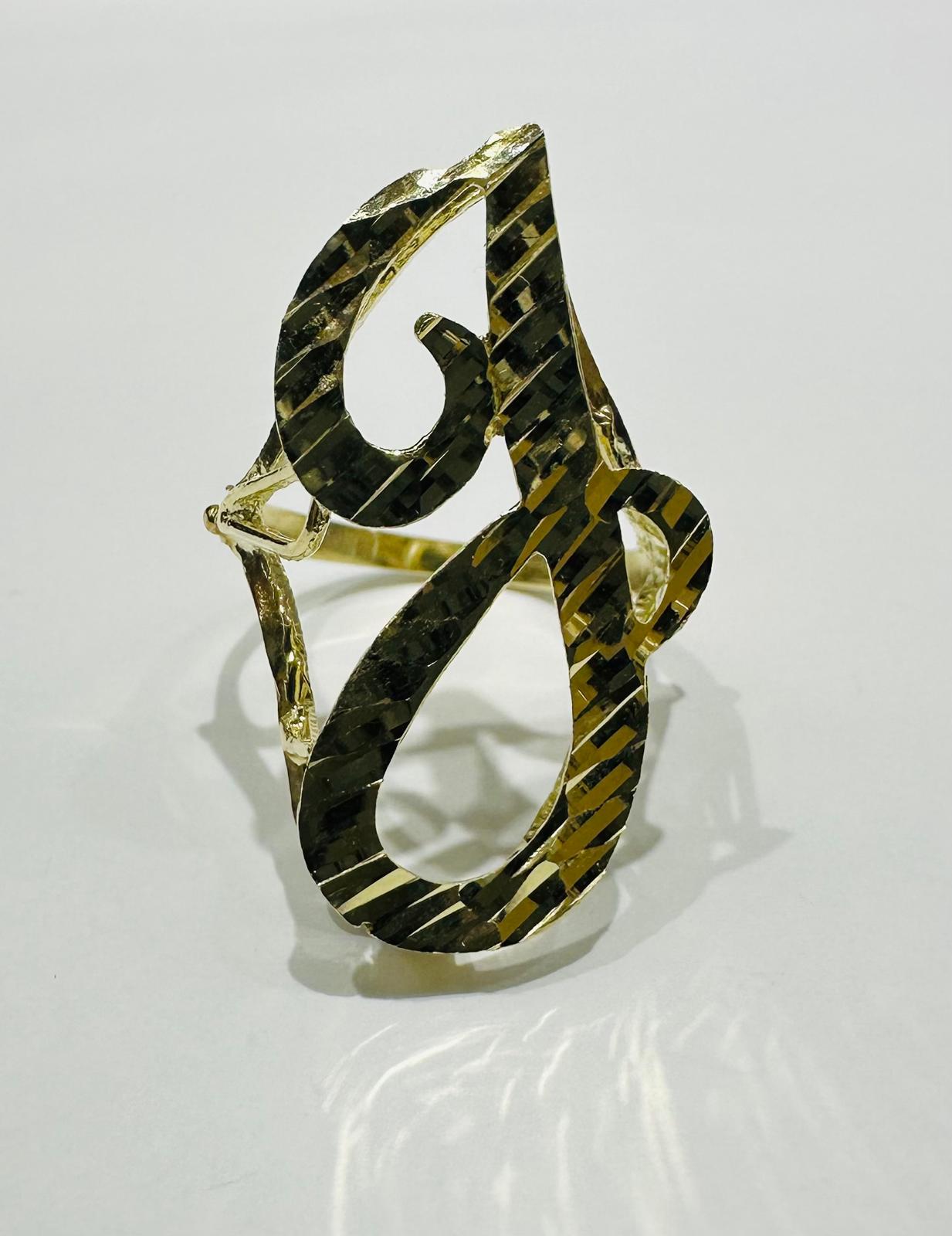 10K GOLD INITIAL LETTER "J" RING -WEIGHT: 3.6gm
