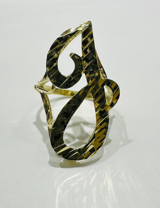 10K GOLD INITIAL LETTER "J" RING -WEIGHT: 3.6gm