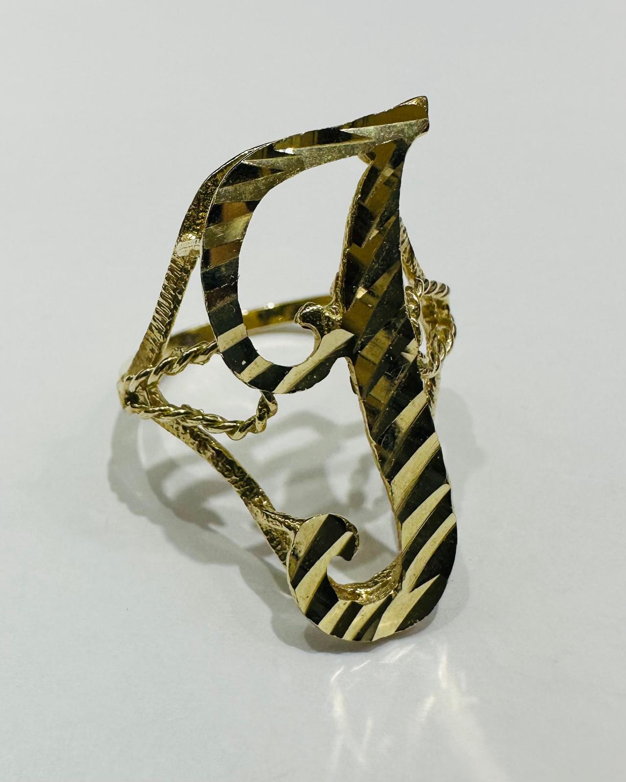 10K GOLD INITIAL LETTER "I" RING -WEIGHT: 2.9gm