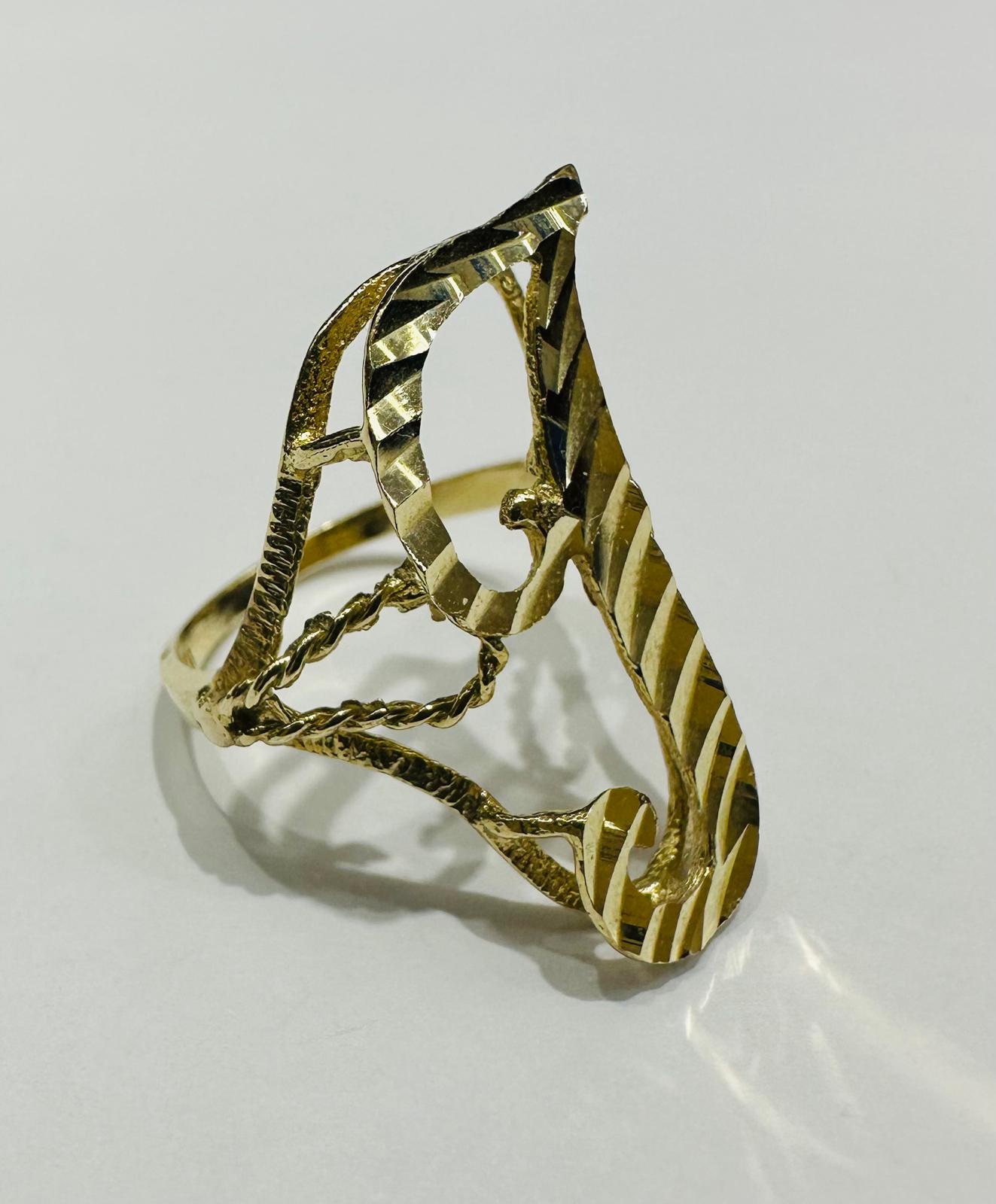 10K GOLD INITIAL LETTER "I" RING -WEIGHT: 2.9gm