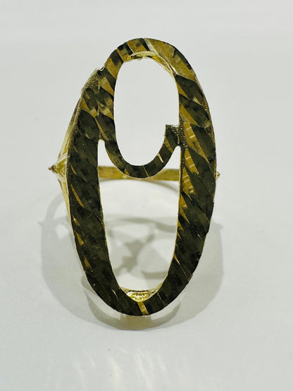 10K GOLD INITIAL LETTER "O" RING -WEIGHT: 3.4gm