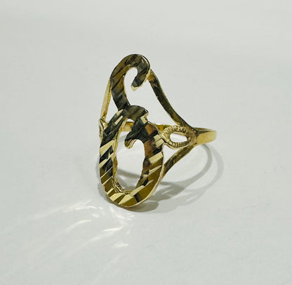10K GOLD INITIAL LETTER "E" RING -WEIGHT: 1.8gm