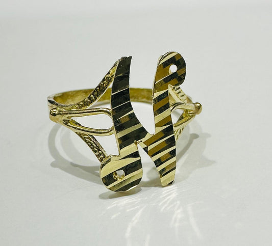 10K GOLD INITIAL LETTER "N" RING -WEIGHT: 1.6gm