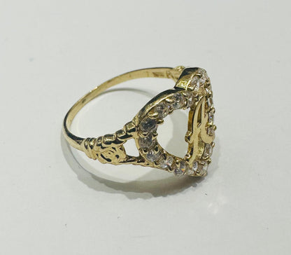 10K GOLD INITIAL LETTER "A" RING WITH A HEART -WEIGHT: 2.1gm