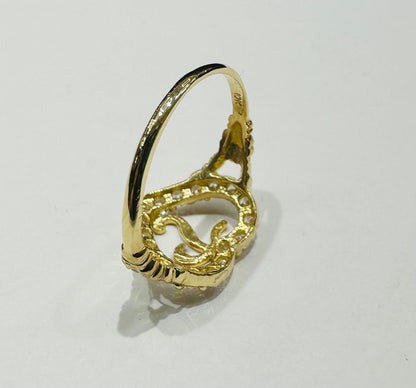 10K GOLD INITIAL LETTER "T" RING WITH A HEART -WEIGHT: 2.0gm