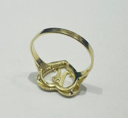 10K GOLD INITIAL LETTER "A" RING WITH A HEART -WEIGHT: 1.7gm