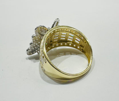 10K GOLD BUTTERFLY RING WITH CZ STONES -WEIGHT: 5.5gm