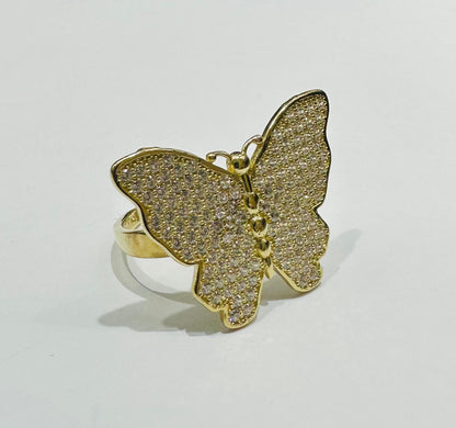 10K GOLD BUTTERFLY RING WITH CZ STONES -WEIGHT: 5.1gm