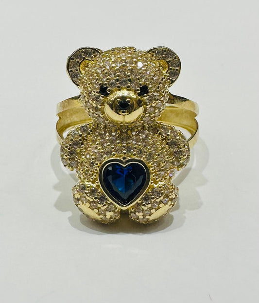 10K GOLD TEDDY BEAR RING WITH CZ STONES -WEIGHT: 4.8gm