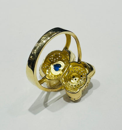 10K GOLD TEDDY BEAR RING WITH CZ STONES -WEIGHT: 4.8gm