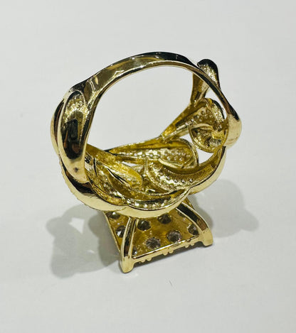 10K GOLD CHINO LINK RING WITH CZ STONES -WEIGHT: 3.3gm