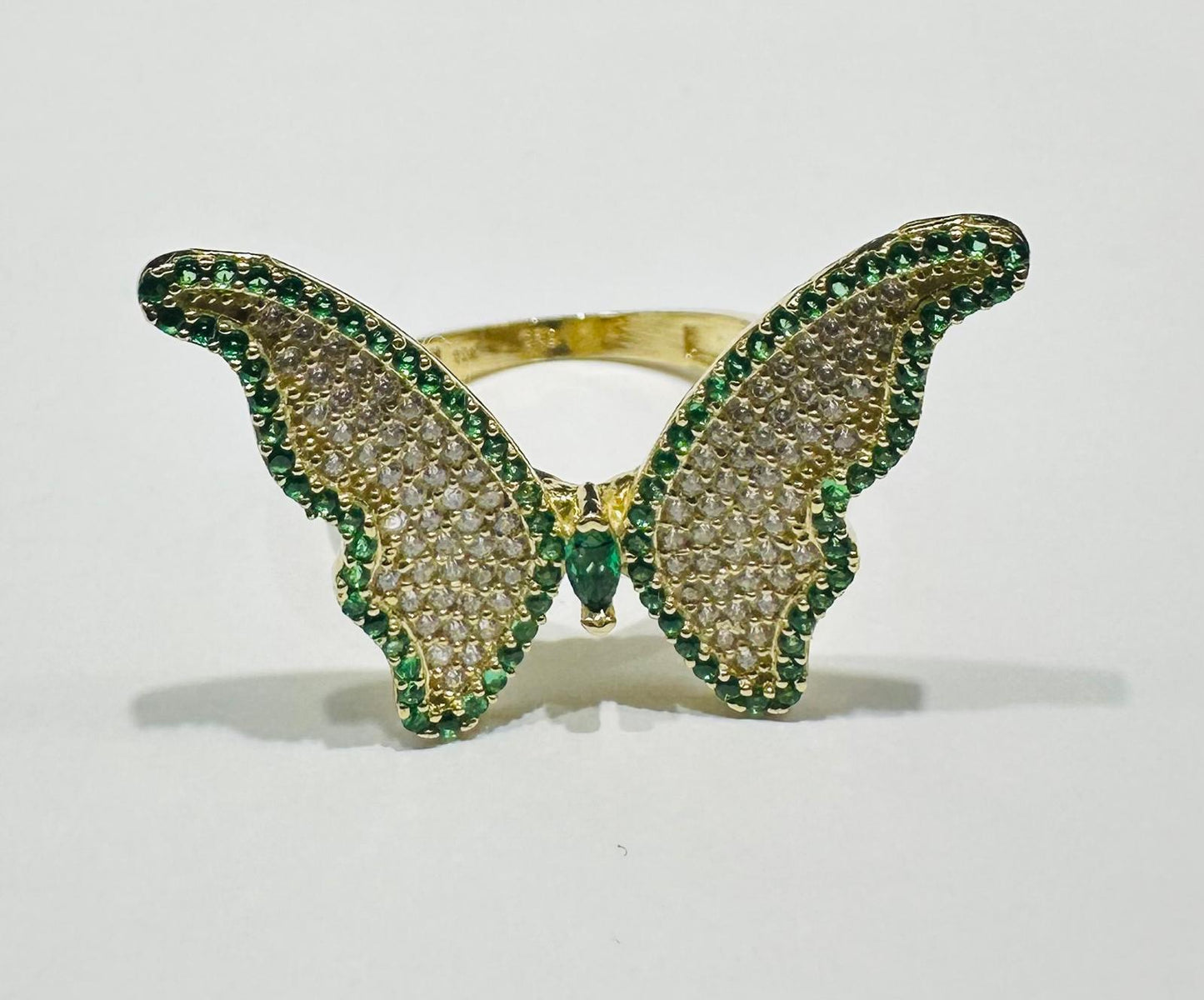 10K GOLD BUTTERFLY RING WITH CZ STONES -WEIGHT: 3.6gm